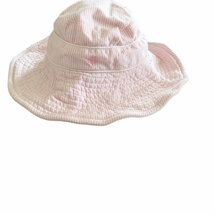 Coolibar Girls UPF 50+ Sun Hat Pink White S/M Beach Travel